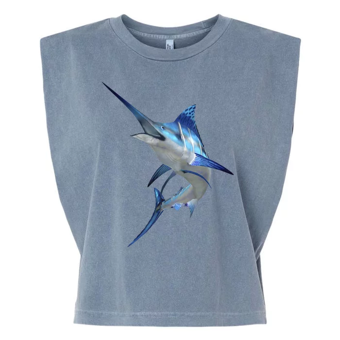 Beautiful Blue Marlin Fishing Garment-Dyed Women's Muscle Tee