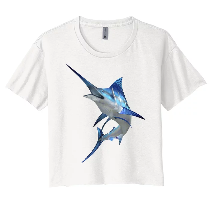 Beautiful Blue Marlin Fishing Women's Crop Top Tee