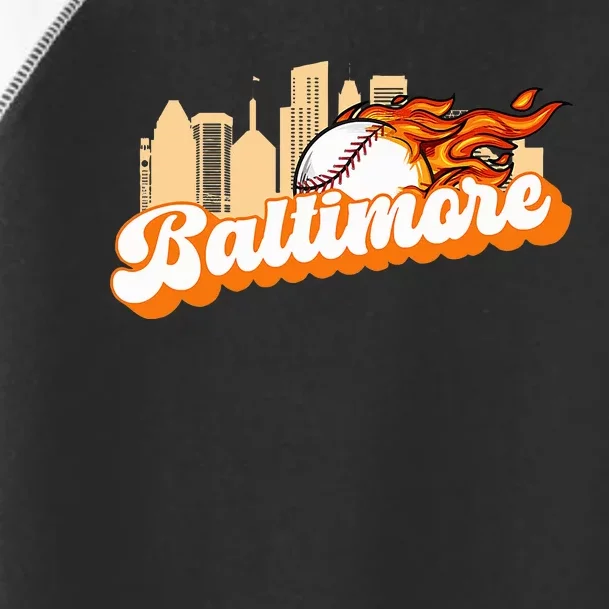 Baltimore Baseball Minimal City Skyline Retro Baseball Lover Toddler Fine Jersey T-Shirt