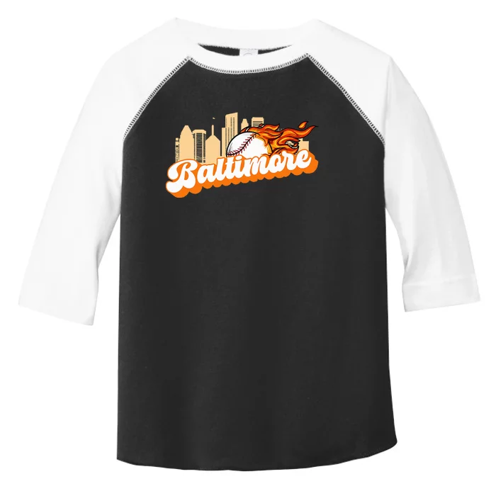 Baltimore Baseball Minimal City Skyline Retro Baseball Lover Toddler Fine Jersey T-Shirt