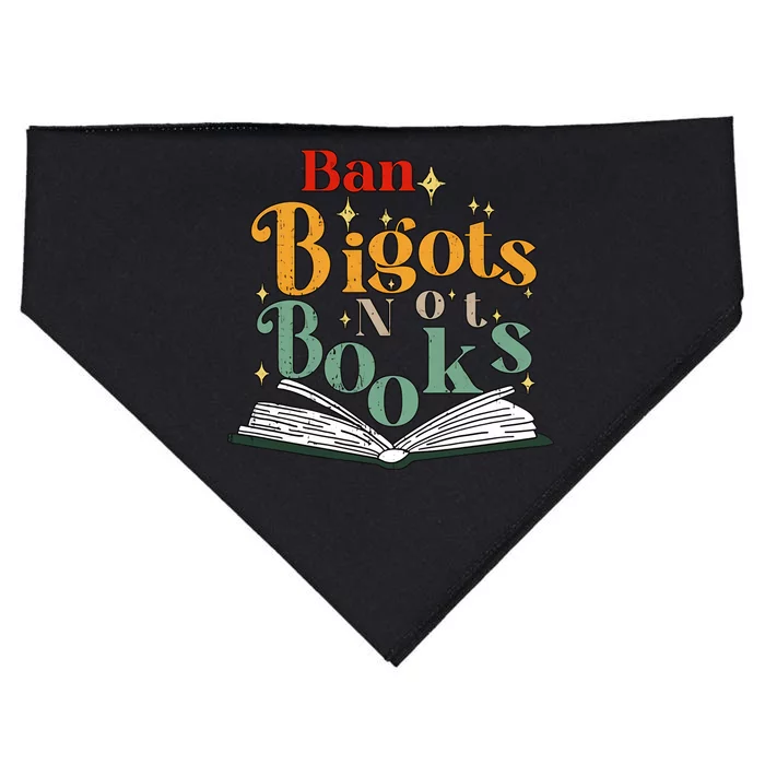 Ban Bigots Not Books Read Banned Books Book Lover Anti Racism Equality USA-Made Doggie Bandana