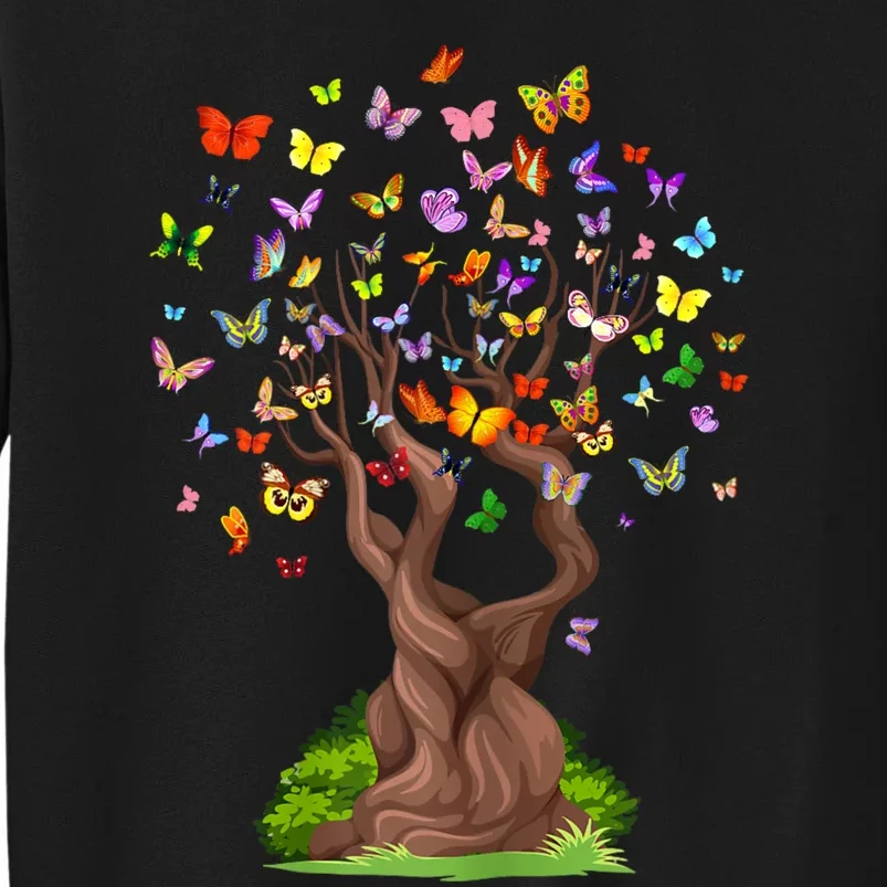 Butterflytree Beautiful Nature Lover Butterfly Tall Sweatshirt