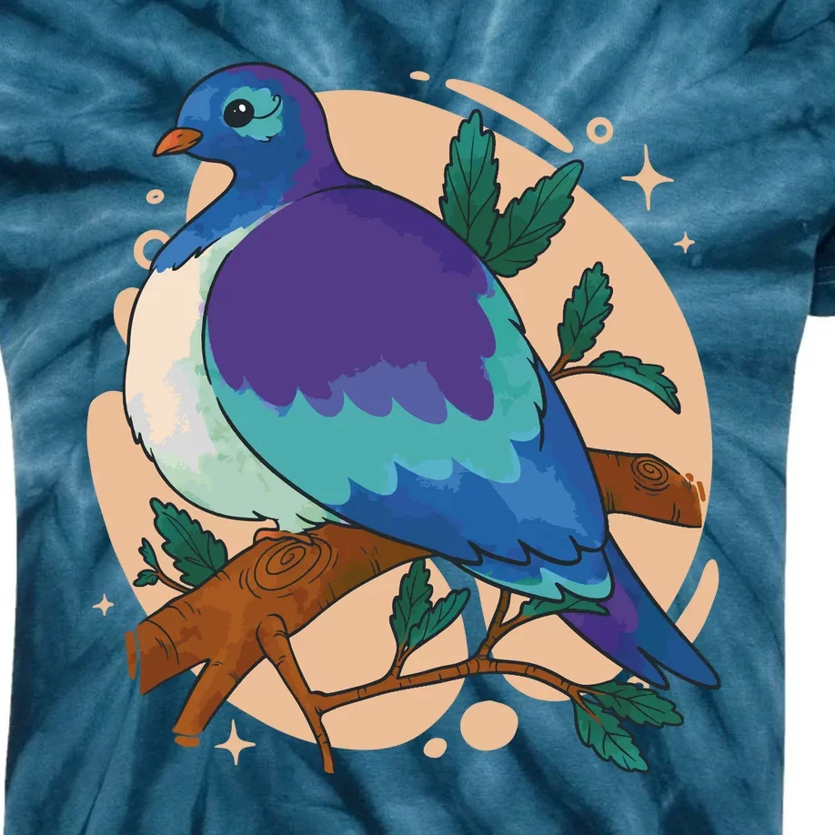 Blue Bird Nature Art Kids Tie-Dye T-Shirt