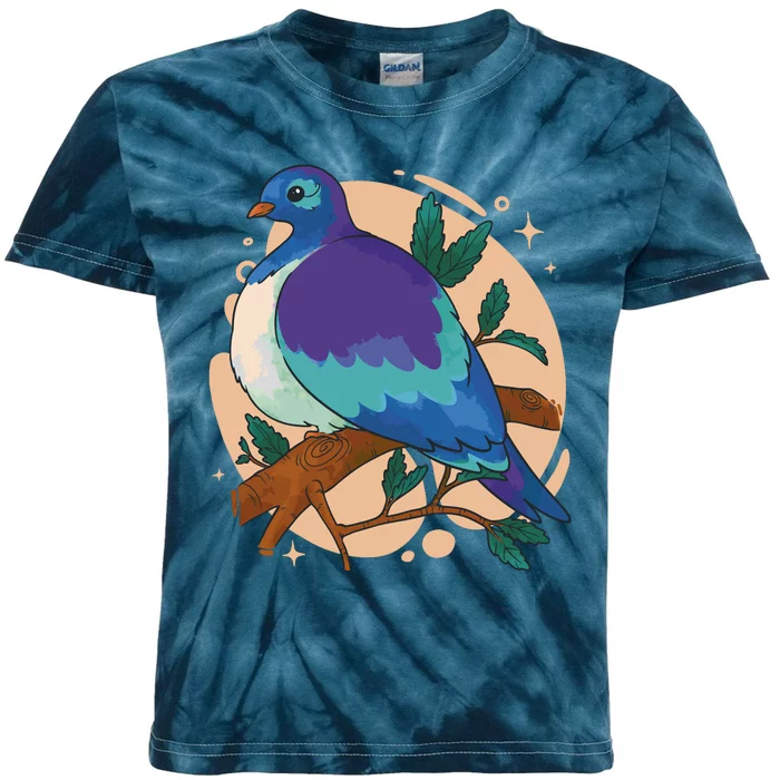 Blue Bird Nature Art Kids Tie-Dye T-Shirt