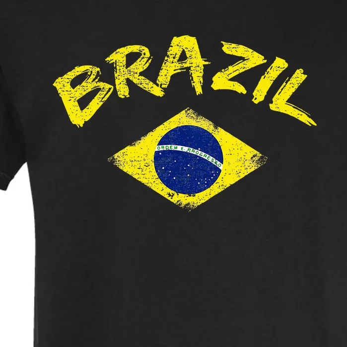 Brasil Brazilian National Flag Soccer Jersey Football Garment-Dyed Heavyweight T-Shirt