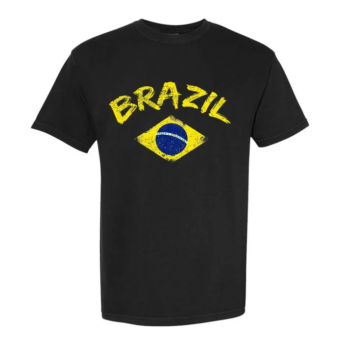 Brasil Brazilian National Flag Soccer Jersey Football Garment-Dyed Heavyweight T-Shirt