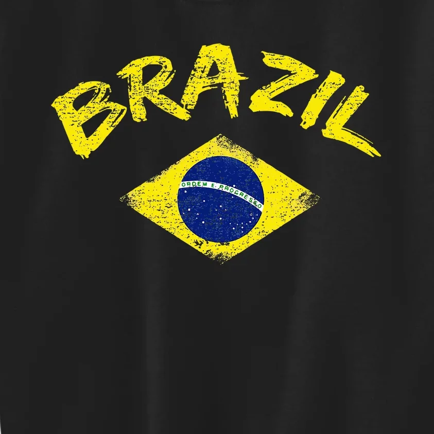 Brasil Brazilian National Flag Soccer Jersey Football Kids Sweatshirt