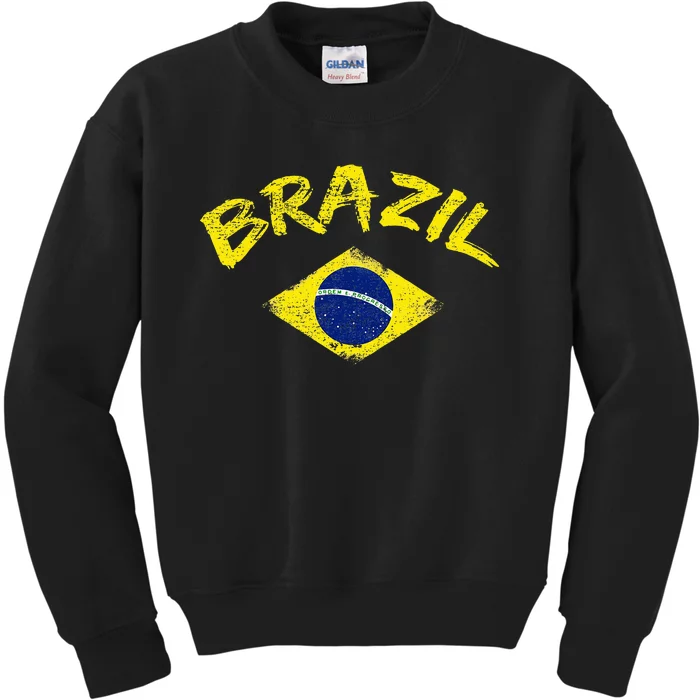 Brasil Brazilian National Flag Soccer Jersey Football Kids Sweatshirt