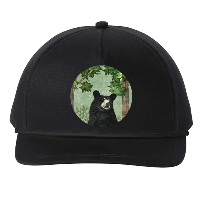 Black Bear Nature Snapback Five-Panel Rope Hat