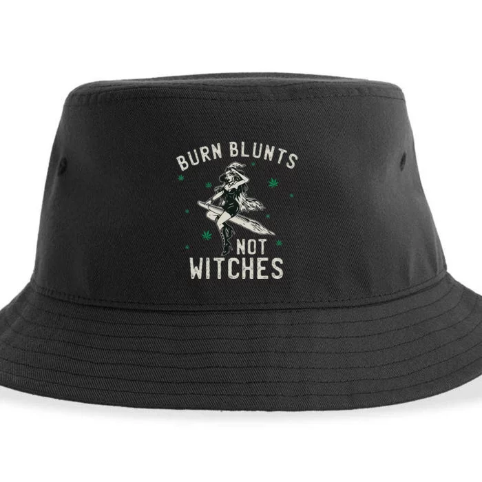 Burn Blunts Not Witches Funny Marijuana Weed Smoker Stoner Sustainable Bucket Hat