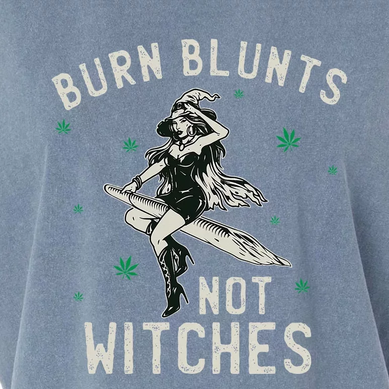 Burn Blunts Not Witches Funny Marijuana Weed Smoker Stoner Garment-Dyed Women's Muscle Tee