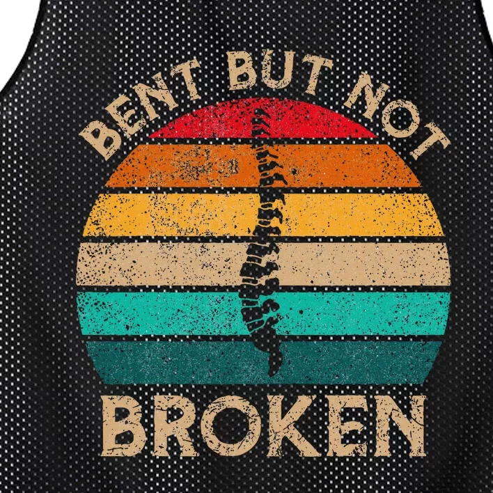 Bent But Not Broken Retro Scoliosis Awareness Warrior Mesh Reversible Basketball Jersey Tank