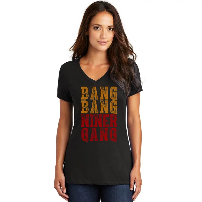 Bang Bang Niner Gang Vintage Women's V-Neck T-Shirt