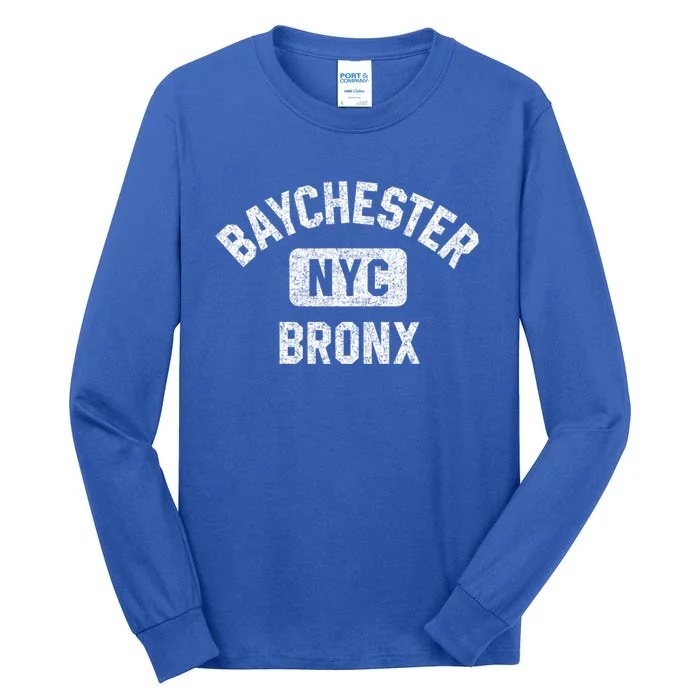 Baychester Bronx Nyc Gym Style Distressed White Print Gift Tall Long Sleeve T-Shirt