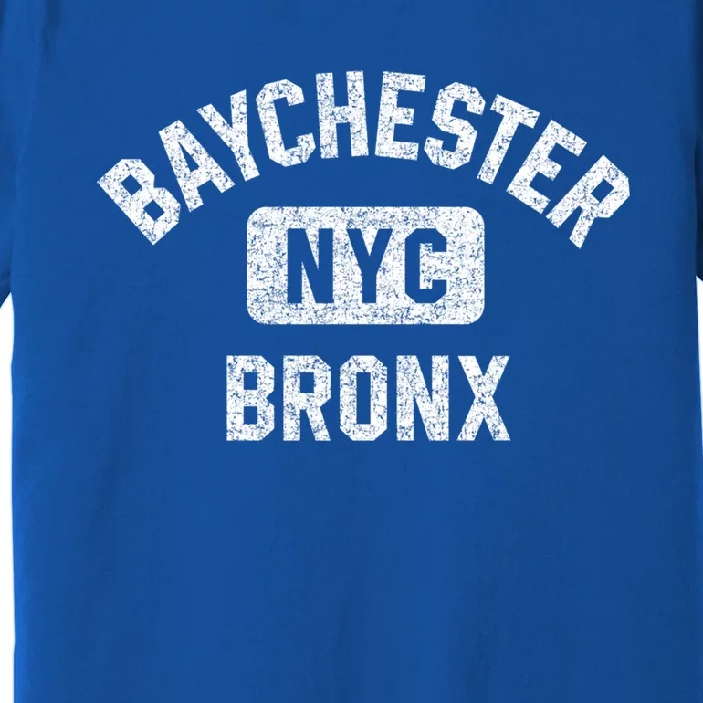 Baychester Bronx Nyc Gym Style Distressed White Print Gift Premium T-Shirt