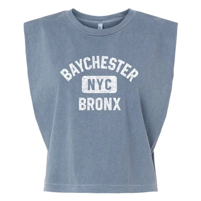 Baychester Bronx Nyc Gym Style Distressed White Print Gift Garment-Dyed Women's Muscle Tee