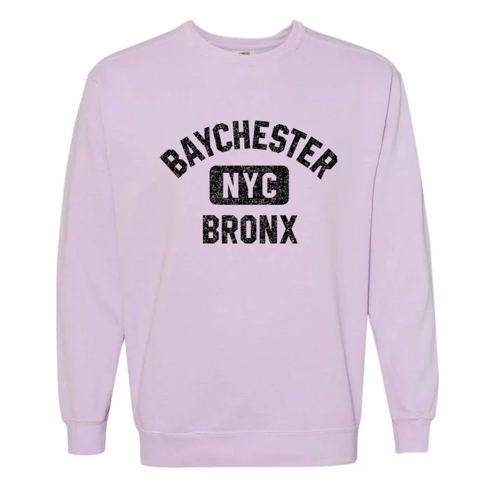 Baychester Bronx Nyc Gym Style Distressed White Print Gift Garment-Dyed Sweatshirt