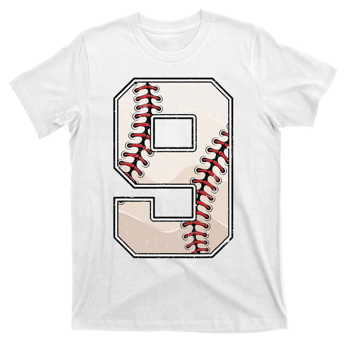 Baseball Birthday Nine 9 Years Old Ninth 9th Bday Party T-Shirt