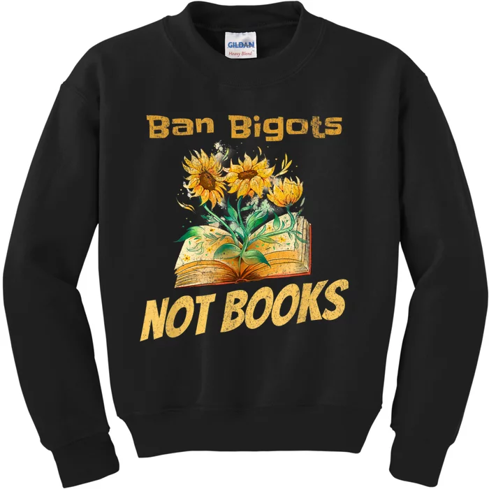 Ban Bigots Not Books | Bookish | Reading Banned Books Retro Kids Sweatshirt