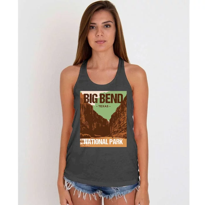 Big Bend National Park Texas Poster Design Women's Knotted Racerback Tank