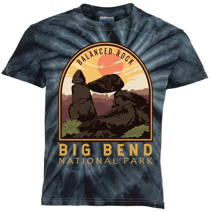 Big Bend National Park Balanced Rock Vintage Emblem Kids Tie-Dye T-Shirt