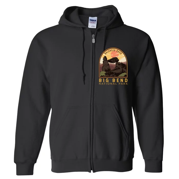 Big Bend National Park Balanced Rock Vintage Emblem Full Zip Hoodie