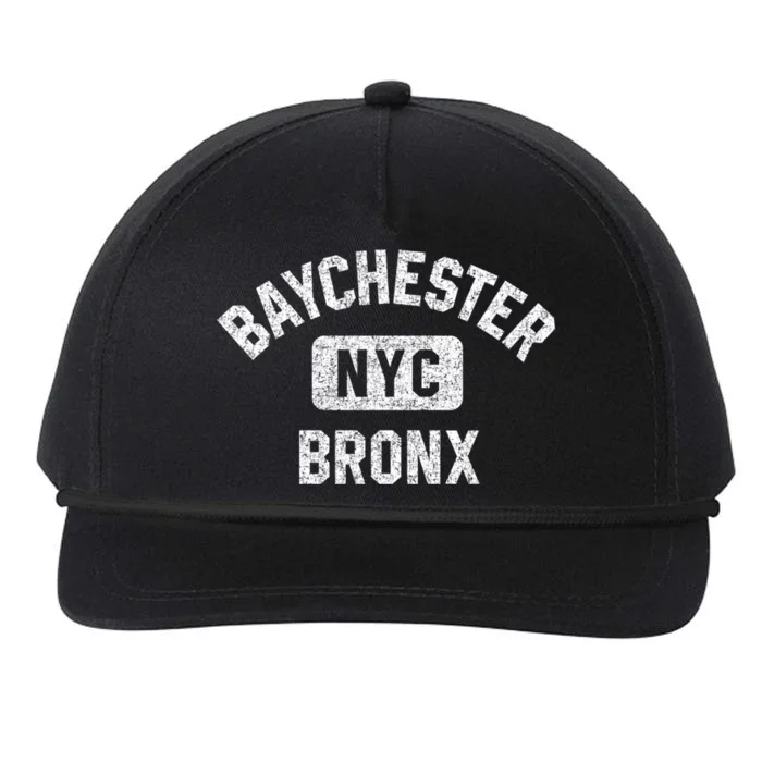 Baychester Bronx Nyc Gym Style Distressed White Print Meaningful Gift Snapback Five-Panel Rope Hat