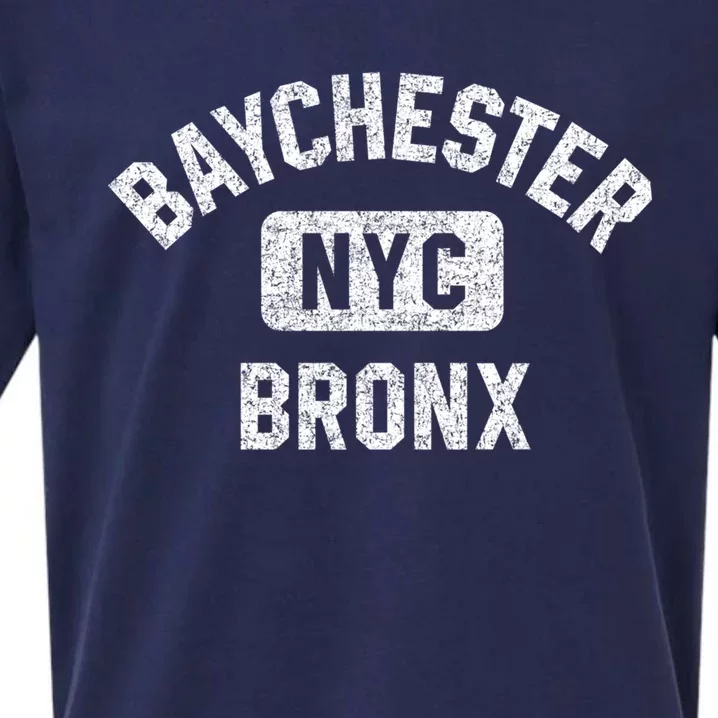 Baychester Bronx Nyc Gym Style Distressed White Print Meaningful Gift Sueded Cloud Jersey T-Shirt