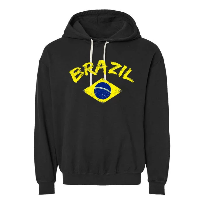 Brasil Brazilian National Flag Soccer Jersey Football Garment-Dyed Fleece Hoodie