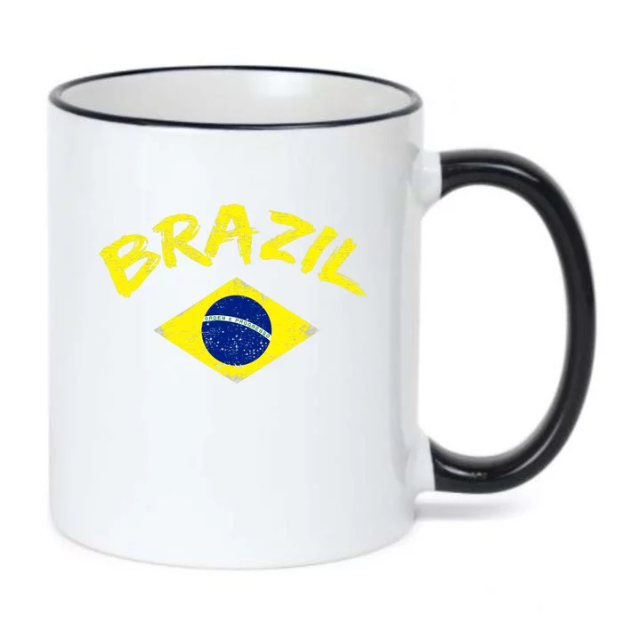 Brasil Brazilian National Flag Soccer Jersey Football Black Color Changing Mug