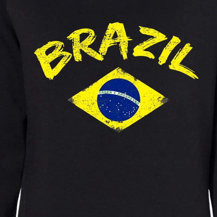 Brasil Brazilian National Flag Soccer Jersey Football Womens California Wash Sweatshirt