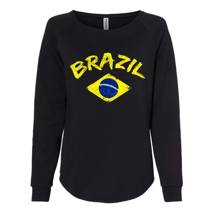 Brasil Brazilian National Flag Soccer Jersey Football Womens California Wash Sweatshirt