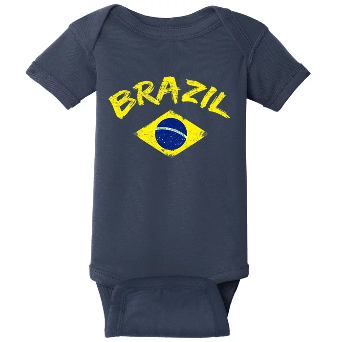 Brasil Brazilian National Flag Soccer Jersey Football Baby Bodysuit