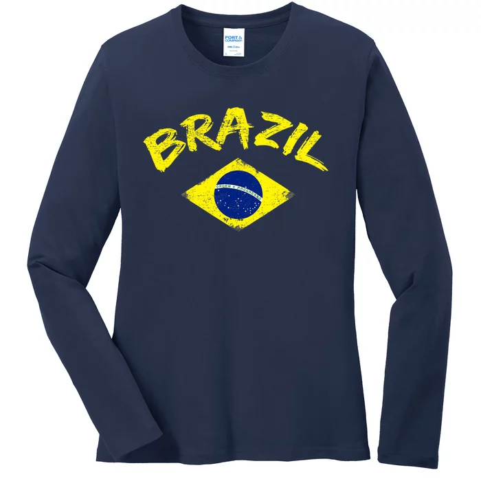 Brasil Brazilian National Flag Soccer Jersey Football Ladies Long Sleeve Shirt