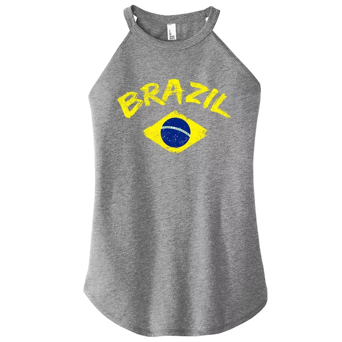 Brasil Brazilian National Flag Soccer Jersey Football Women’s Perfect Tri Rocker Tank