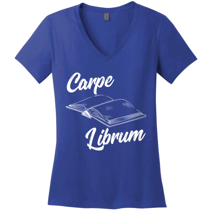 Bibliophile Book Nerd Carpe Librum Cool Gift Women's V-Neck T-Shirt