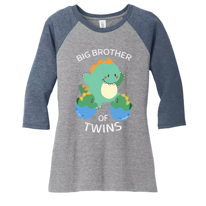 Big Brother Of Twins Dinosaur Twin Women's Tri-Blend 3/4-Sleeve Raglan Shirt