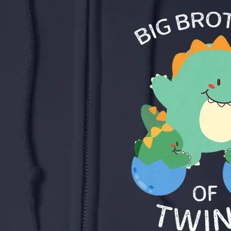 Big Brother Of Twins Dinosaur Twin Full Zip Hoodie