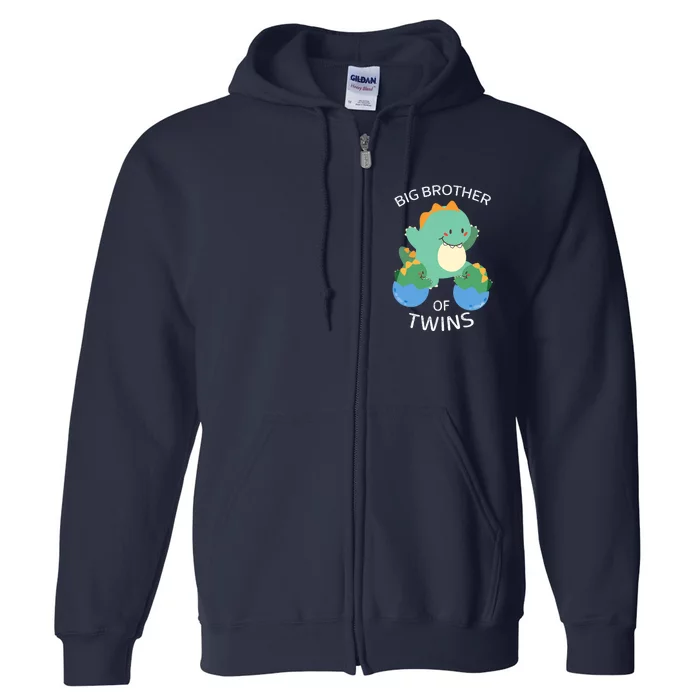 Big Brother Of Twins Dinosaur Twin Full Zip Hoodie