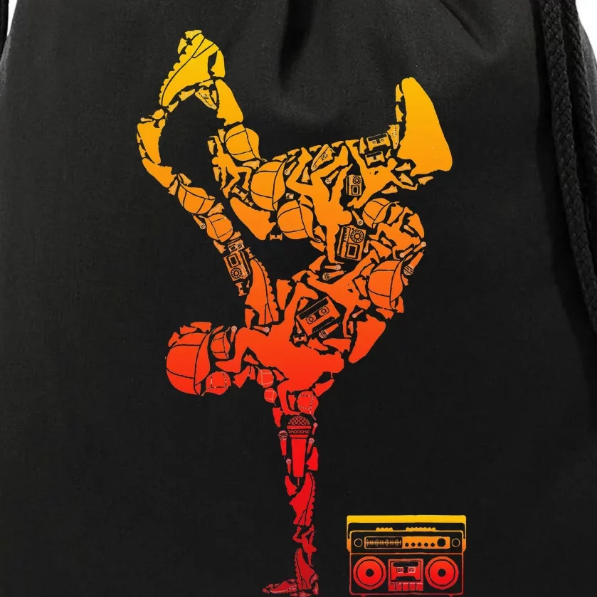 Breakdancing Boombox One Hand Freeze Hip Hop Breaking Drawstring Bag