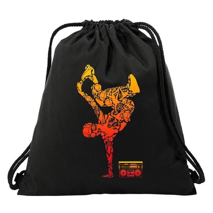 Breakdancing Boombox One Hand Freeze Hip Hop Breaking Drawstring Bag