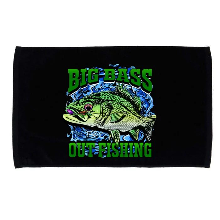 Big Bass Out Fishing Microfiber Hand Towel