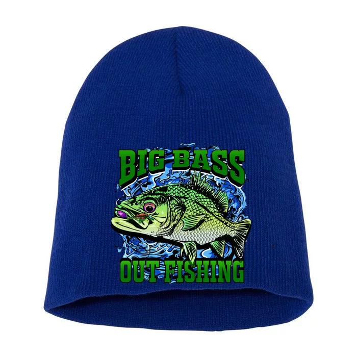 Big Bass Out Fishing Short Acrylic Beanie