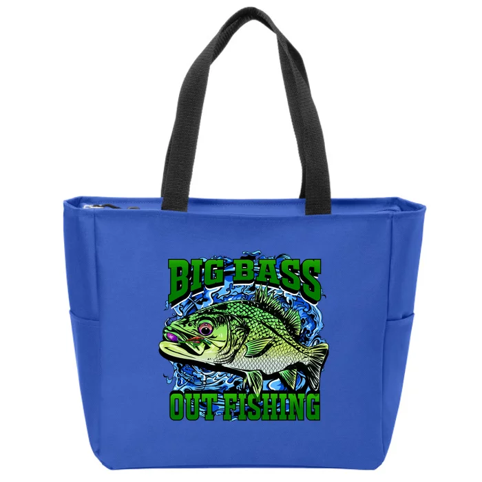 Big Bass Out Fishing Zip Tote Bag