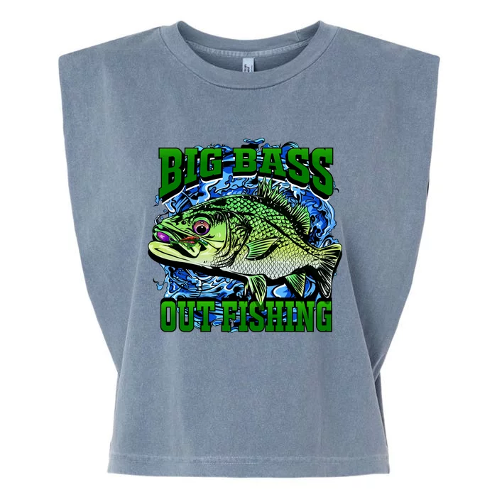 Big Bass Out Fishing Garment-Dyed Women's Muscle Tee