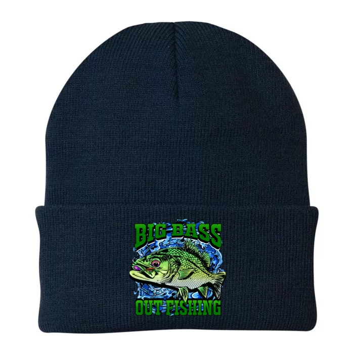 Big Bass Out Fishing Knit Cap Winter Beanie