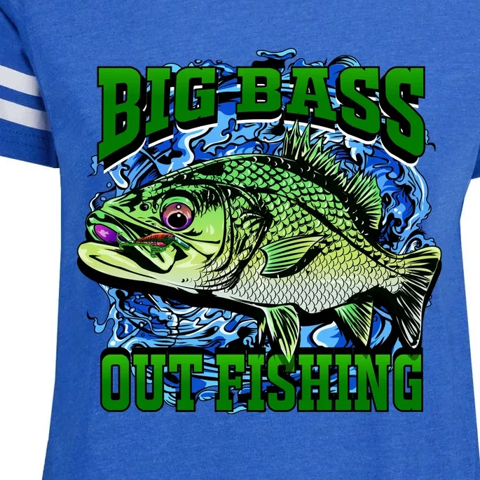 Big Bass Out Fishing Enza Ladies Jersey Football T-Shirt