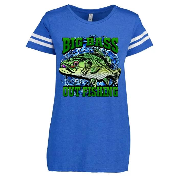 Big Bass Out Fishing Enza Ladies Jersey Football T-Shirt