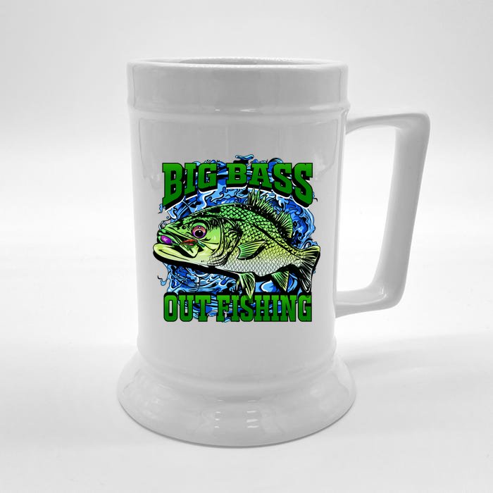 Big Bass Out Fishing Front & Back Beer Stein