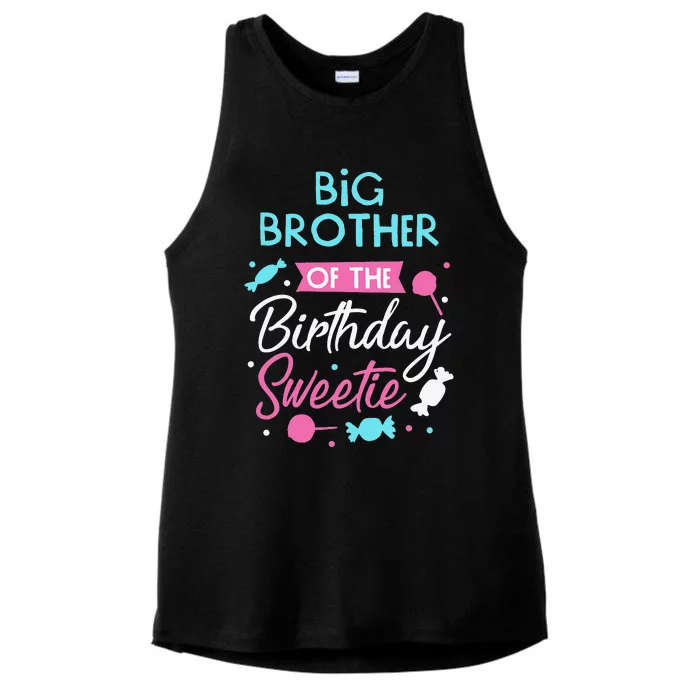 Big Brother Of The Birthday Sweetie Candy Bday Party Bro Ladies Tri-Blend Wicking Tank